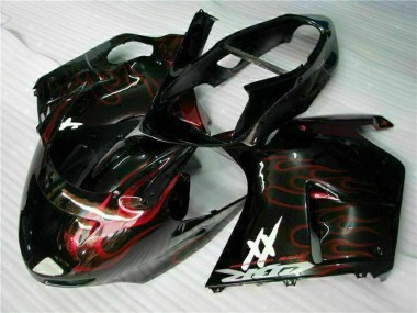 1996-2007 Honda CBR1100XX Blackbird Abs Motorcycle Fairing - Glossy Black Red Flame Canada
