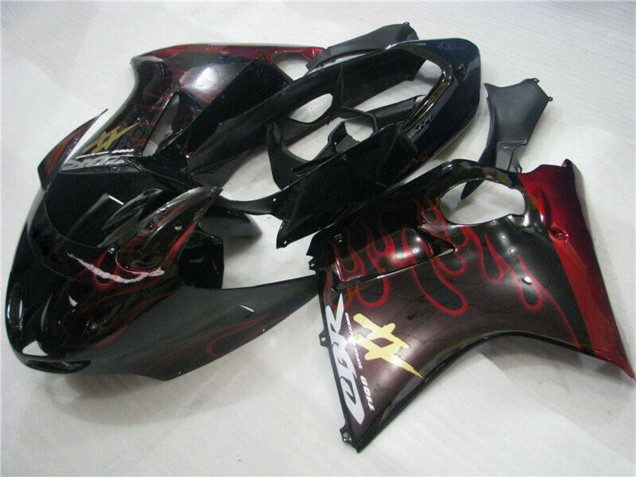 1996-2007 Honda CBR1100XX Blackbird Abs Motorcycle Fairings - Glossy Black Red Flame Canada