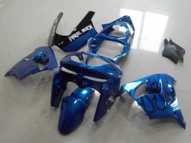 1998-1999 Kawasaki ZX9R Motorcycle Fairings - Blue Black Flame Canada