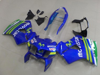1998-2001 Honda VFR 800 Motorcycle Fairings - Blue Green White MoviStar Canada