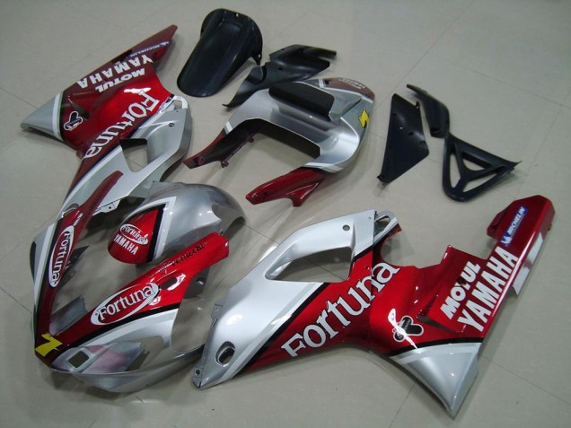 2000-2001 Yamaha YZF R1 Motorcycle Fairings - Silver Red Fortuna Motul 7 Canada