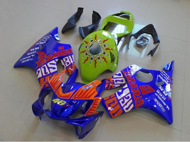 2001-2003 Honda CBR600 F4i Motorcycle Fairings - Yellow Blue Orange Rossi 46 Canada