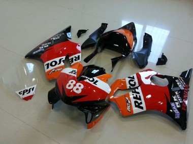 2001-2003 Honda CBR600 F4i Motorcycle Fairings - Orange White Red Glossy Black Racing Repsol 88 Canada