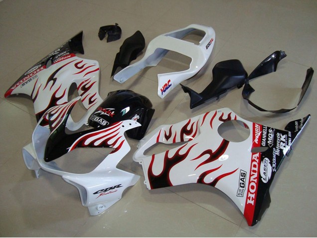 2001-2003 Honda CBR600 F4i Motorcycle Fairings - White Red Glossy Black Flame Canada