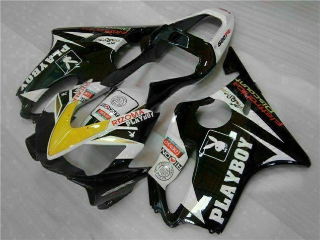 2001-2003 Honda CBR600 F4i Motorcycle Fairings - White Yellow Glossy Black Playboy Canada