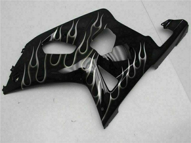 2001-2003 Suzuki GSXR 600/750 Motorcycle Fairings - Glossy Black Silver Flame Canada