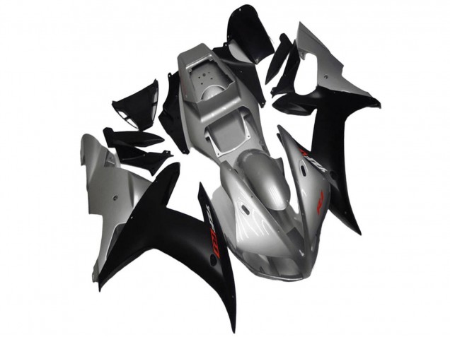 2002-2003 Yamaha YZF R1 Motorcycle Fairings - Silver Matte Black Canada