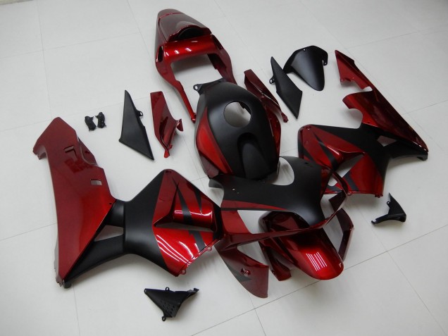 2003-2004 Honda CBR600RR Motorcycle Fairings - Red Matte Black Stripe Canada
