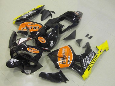2003-2004 Honda CBR600RR Motorcycle Fairings - Glossy Black Orange Yellow Hm Plant Dunlop Canada