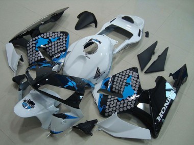 2003-2004 Honda CBR600RR Motorcycle Fairing - White Blue Glossy Black Canada