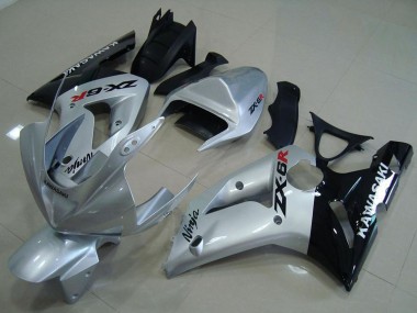 2003-2004 Kawasaki ZX6R Motorcycle Fairings - Silver Glossy Black Canada