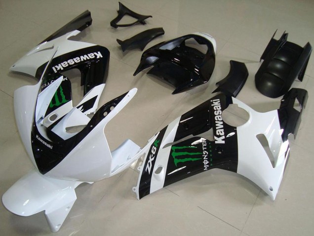 2003-2004 Kawasaki ZX6R Motorcycle Fairings - White Glossy Black Green Monster Canada