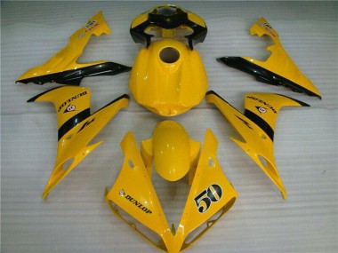 2004-2006 Yamaha YZF R1 Motorcycle Fairings - Yellow Glossy Black Dunlop 50 Canada