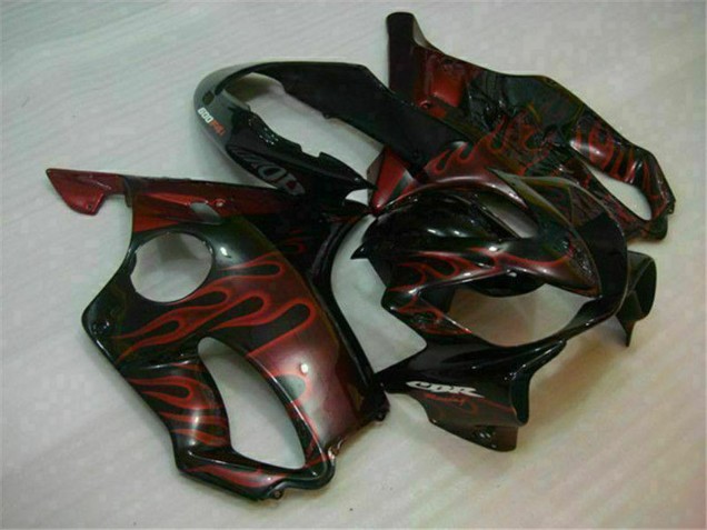 2004-2007 Honda CBR600 F4i Motorcycle Fairings - Glossy Black Red Flame Canada