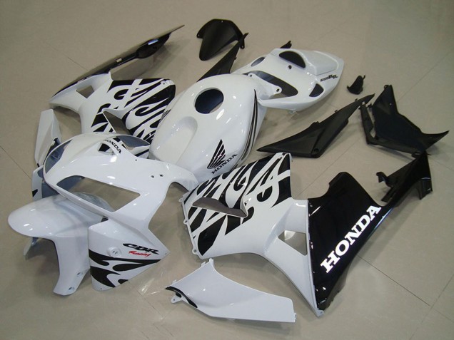 2005-2006 Honda CBR600RR Motorcycle Fairings - White Black Flame Canada
