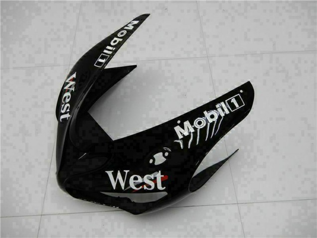 2005-2006 Kawasaki ZX6R Motorcycle Fairings - Glossy Black White West Canada