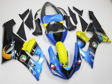 2005-2006 Kawasaki ZX6R Motorcycle Fairings - Blue Yellow Black Shark Canada