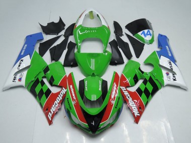 2005-2006 Kawasaki ZX6R Motorcycle Fairings - White Green Red Blue Black Motocard Canada