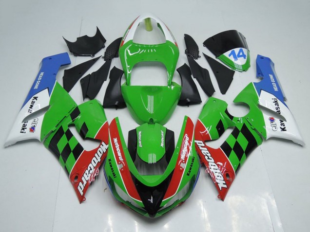 2005-2006 Kawasaki ZX6R Motorcycle Fairings - White Green Red Blue Black Motocard Canada