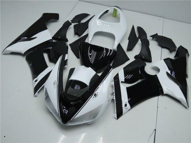 2005-2006 Kawasaki ZX6R Motorcycle Fairings - White Glossy Black Canada