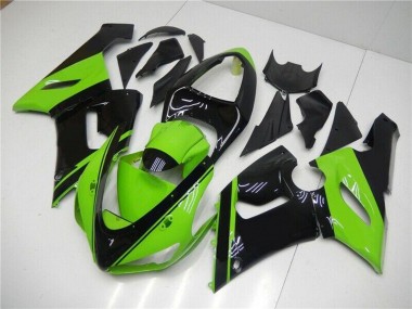 2005-2006 Kawasaki ZX6R Motorcycle Fairing - Green Glossy Black Canada