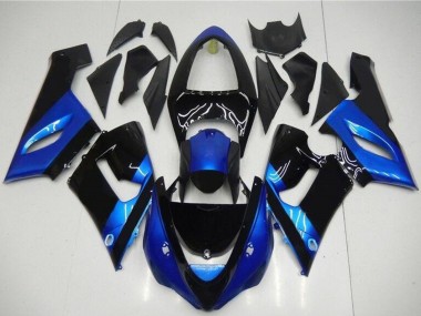 2005-2006 Kawasaki ZX6R Motorcycle Fairing Kits - Blue Glossy Black Canada