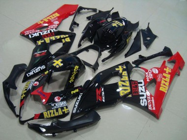 2005-2006 Suzuki GSXR 1000 Motorcycle Fairings - Glossy Black Red Gold Rizla Canada