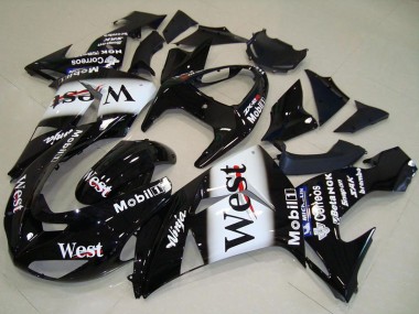 2006-2007 Kawasaki ZX10R Motorcycle Fairing - Glossy Black White West Canada