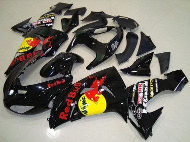 2006-2007 Kawasaki ZX10R Motorcycle Fairings - Glossy Black Yellow Red Bull Canada