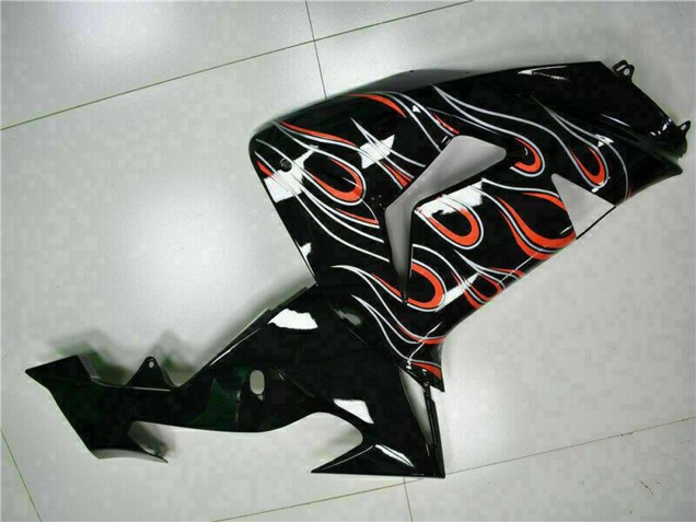 2006-2007 Kawasaki ZX10R Motorcycle Fairing Kits - Glossy Black Red Flame Canada