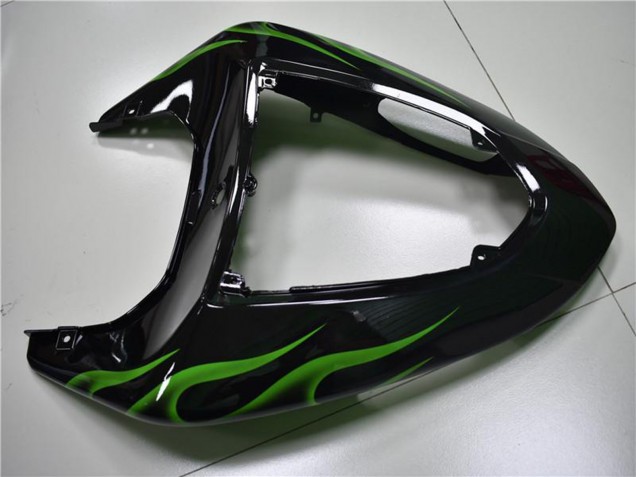 2006-2007 Kawasaki ZX10R Motorcycle Fairings - Glossy Black Green Flame Canada