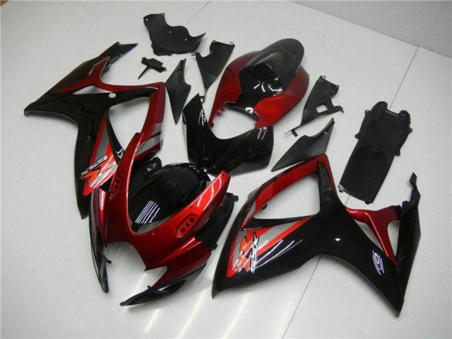2006-2007 Suzuki GSXR 600/750 Motorcycle Fairing - Red Glossy Black Canada