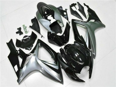 2006-2007 Suzuki GSXR 600/750 Motorcycle Fairings - Silver Glossy Black Canada