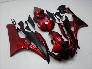 2006-2007 Yamaha YZF R6 Motorcycle Fairing Kits - Red Matte Black Canada