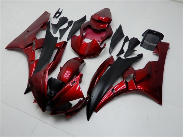 2006-2007 Yamaha YZF R6 Motorcycle Fairing Kits - Red Matte Black Canada