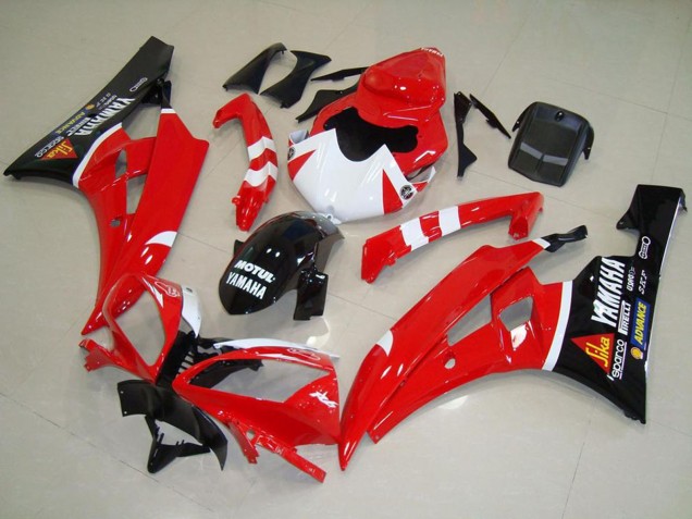 2006-2007 Yamaha YZF R6 Motorcycle Fairings - Red White Glossy Black Motul Canada