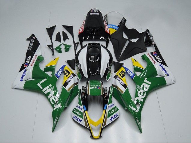 2007-2008 Honda CBR600RR Motorcycle Fairings - Green White Glossy Black Liner Canada