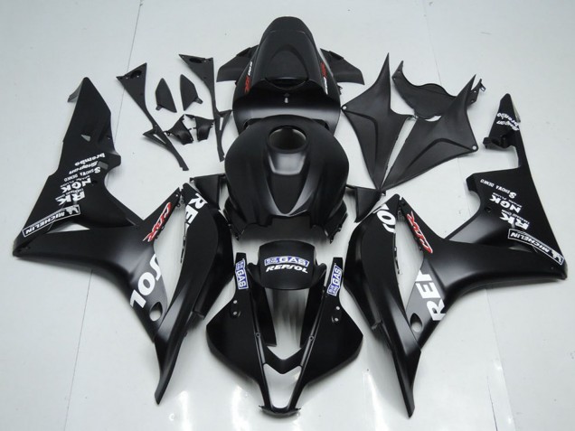 2007-2008 Honda CBR600RR Motorcycle Fairing Kits - Matte Black White Repsol Canada