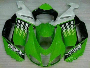 2007-2008 Kawasaki ZX6R Motorcycle Fairings - Green White Ninja Canada