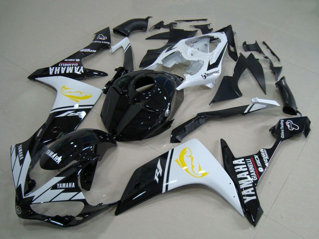 2007-2008 Yamaha YZF R1 Motorcycle Fairings - White Black Yellow Dolphin Canada
