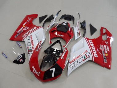 2007-2014 Ducati 848 1098 1198 Motorcycle Fairings - White Red Glossy Black Banner 7 Canada