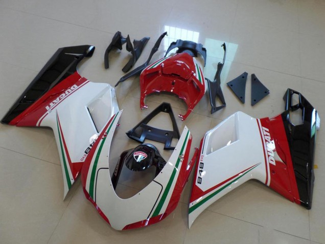 2007-2014 Ducati 848 Motorcycle Fairing - White Red Green Glossy Black Canada