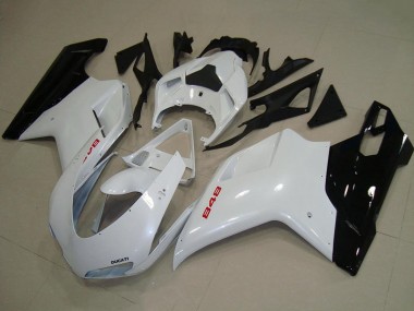 2007-2014 Ducati 848 Motorcycle Fairings - White Glossy Black Canada