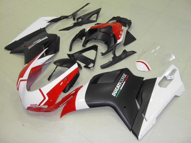 2007-2014 Ducati 1098 Motorcycle Fairings - White Red Matte Black Corse Canada
