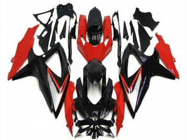2008-2010 Suzuki GSXR 600/750 Motorcycle Fairings - Red Glossy Black Stripe Canada