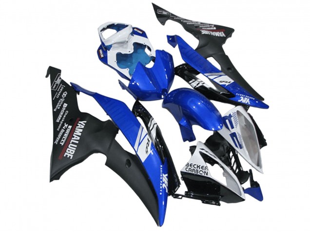 2008-2016 Yamaha YZF R6 Motorcycle Fairings - White Blue Matte Black Yamalube Canada