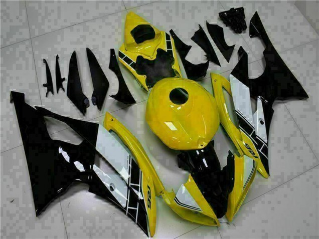 2008-2016 Yamaha YZF R6 Motorcycle Fairings - Yellow White Glossy Black Canada