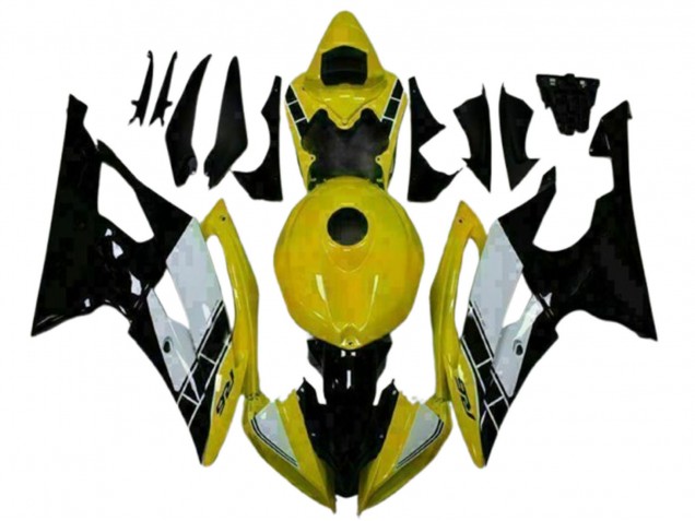 2008-2016 Yamaha YZF R6 Motorcycle Fairings - Yellow White Glossy Black Canada