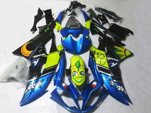 2008-2016 Yamaha YZF R6 Motorcycle Fairings - Blue Yellow Black Shark Canada