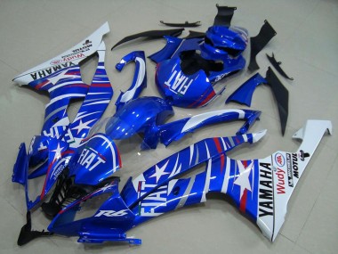 2008-2016 Yamaha YZF R6 Motorcycle Fairings - White Blue Fiat Motul Michelin Canada
